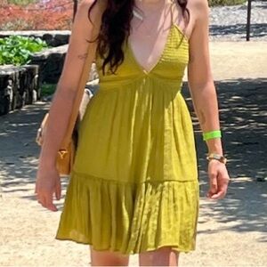 Chartreuse Halter Dress